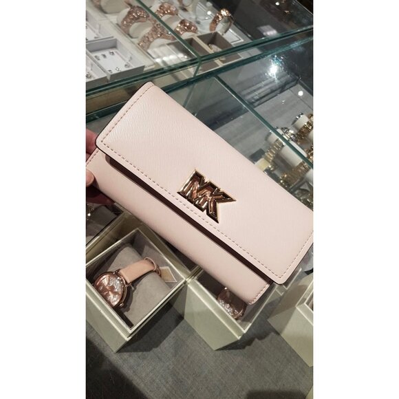 Michael Kors wallet mimi large flap bifold credit card phone wallet Powder Blush - Picture 2 of 8